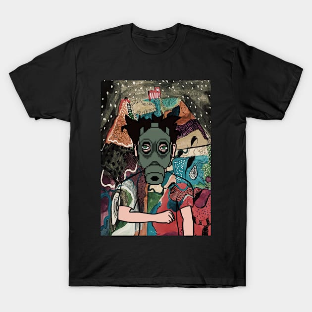 Explore the 1337 NFT: MaleMask Character with Pixelated Green Eyes, Light Skin, and Unique Zodiac Glyph T-Shirt by Hashed Art